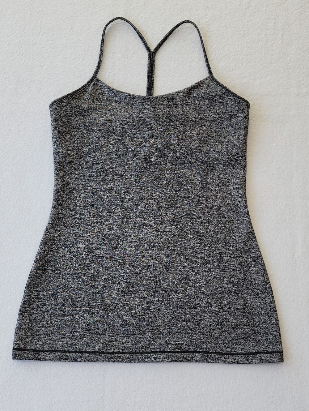 Lululemon Power Y Tank Heathered Gray Shelf Bra Yoga Top Size 6